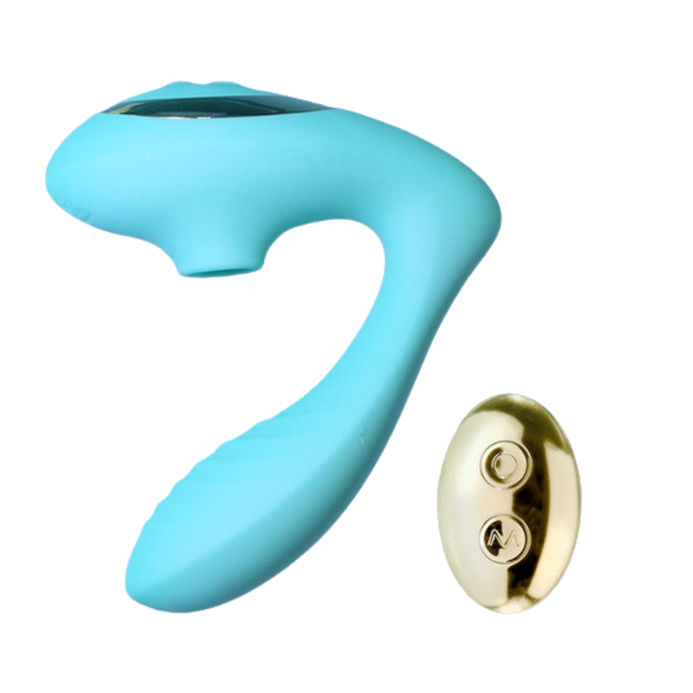 Adult Couples Sucking Vibrator Sex Toys stimulating both G-spot and clitoris