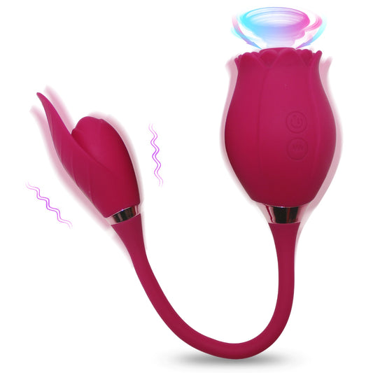 Rose Clitoral Vibrator with Licking Vibrator - Seductive Vixen