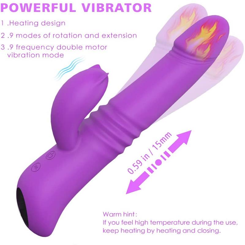 2 In 1 Thrusting Rabbit Vibrator+Rotating G Spot Vibrator - Seductive Vixen